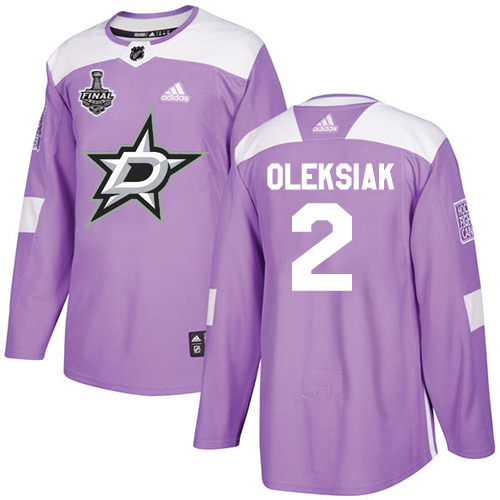 Adidas Dallas Stars 2 Jamie Oleksiak Purple Authentic Fights Cancer Youth 2020 Stanley Cup Final Stitched NHL Jersey